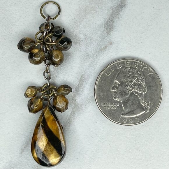 Bronze Tone Cluster Beaded Teardrop Upcycled Pendant - Picture 1 of 4